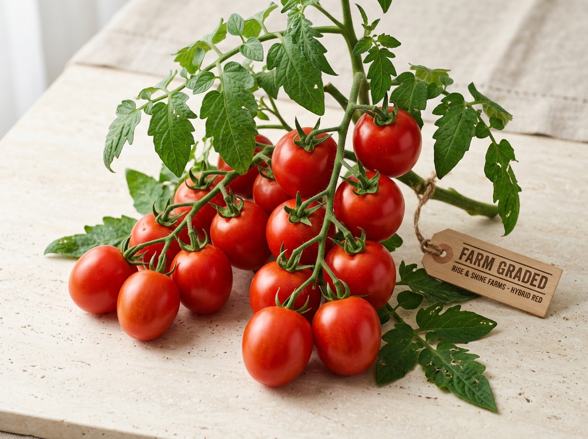Grade-A fresh red hybrid tomatoes graded for food service and commercial trade